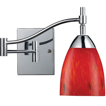Elk Lighting Celina 1-Light Swingarm Wall Lamp in Chrome with Fire Red Glass 10151/1PC-FR